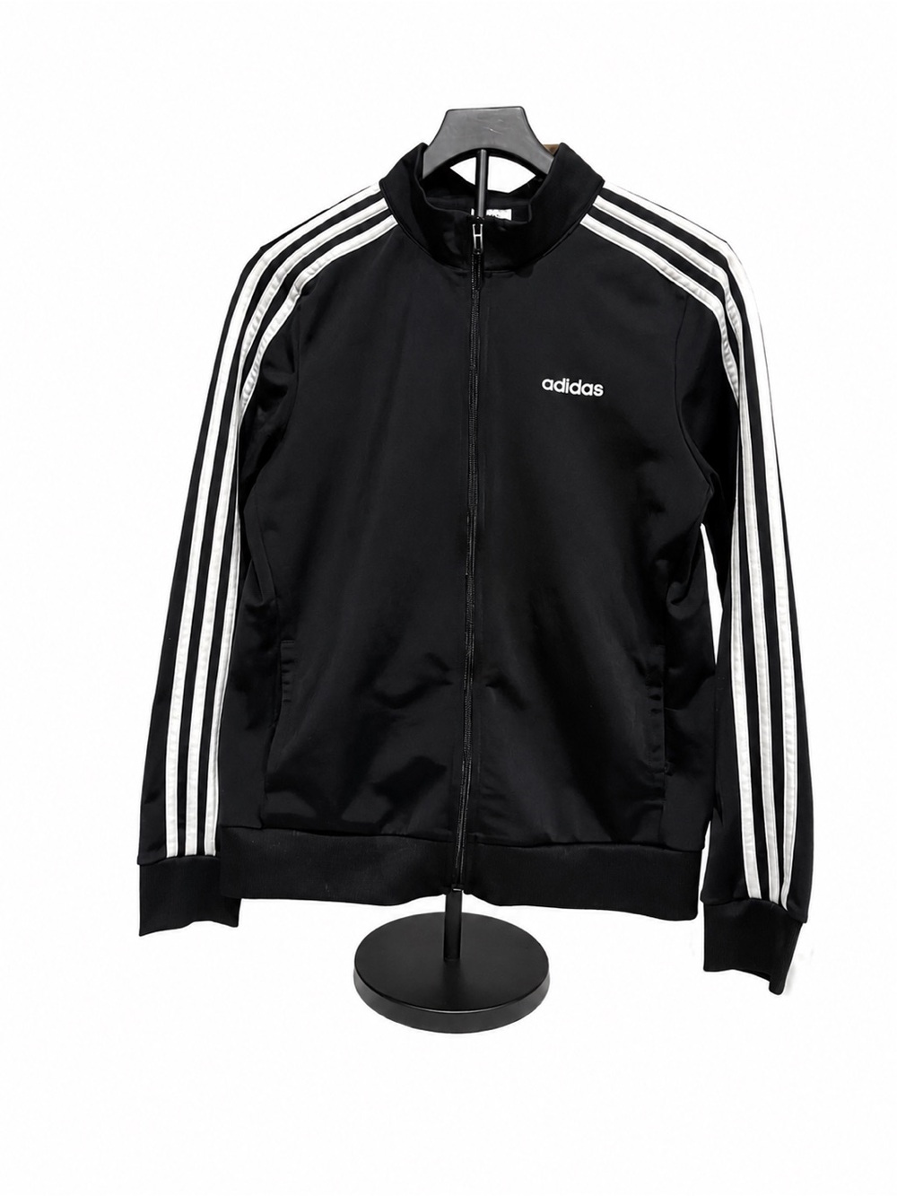 adidas Essentials Men's 2XLT Big & Tall Black Full Zip 3-Stripe Track Jacket